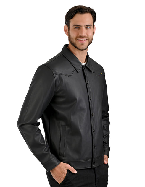 WRANGLER Camisola de Piel Sintética para Caballero en color negro.
